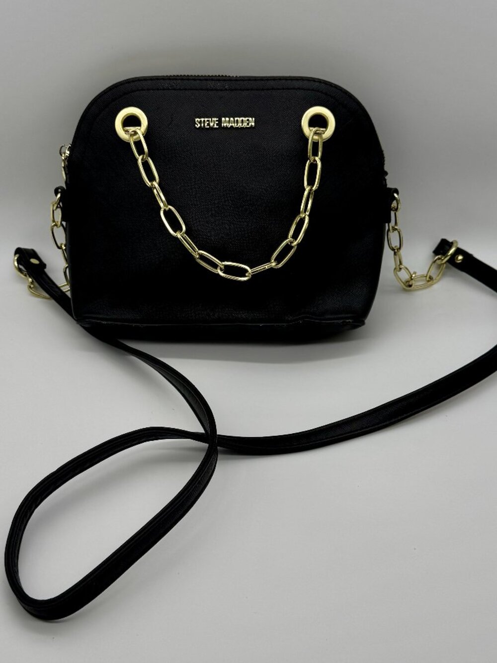 Steve Madden BMAGGIE Black Faux Leather Dome Crossbody